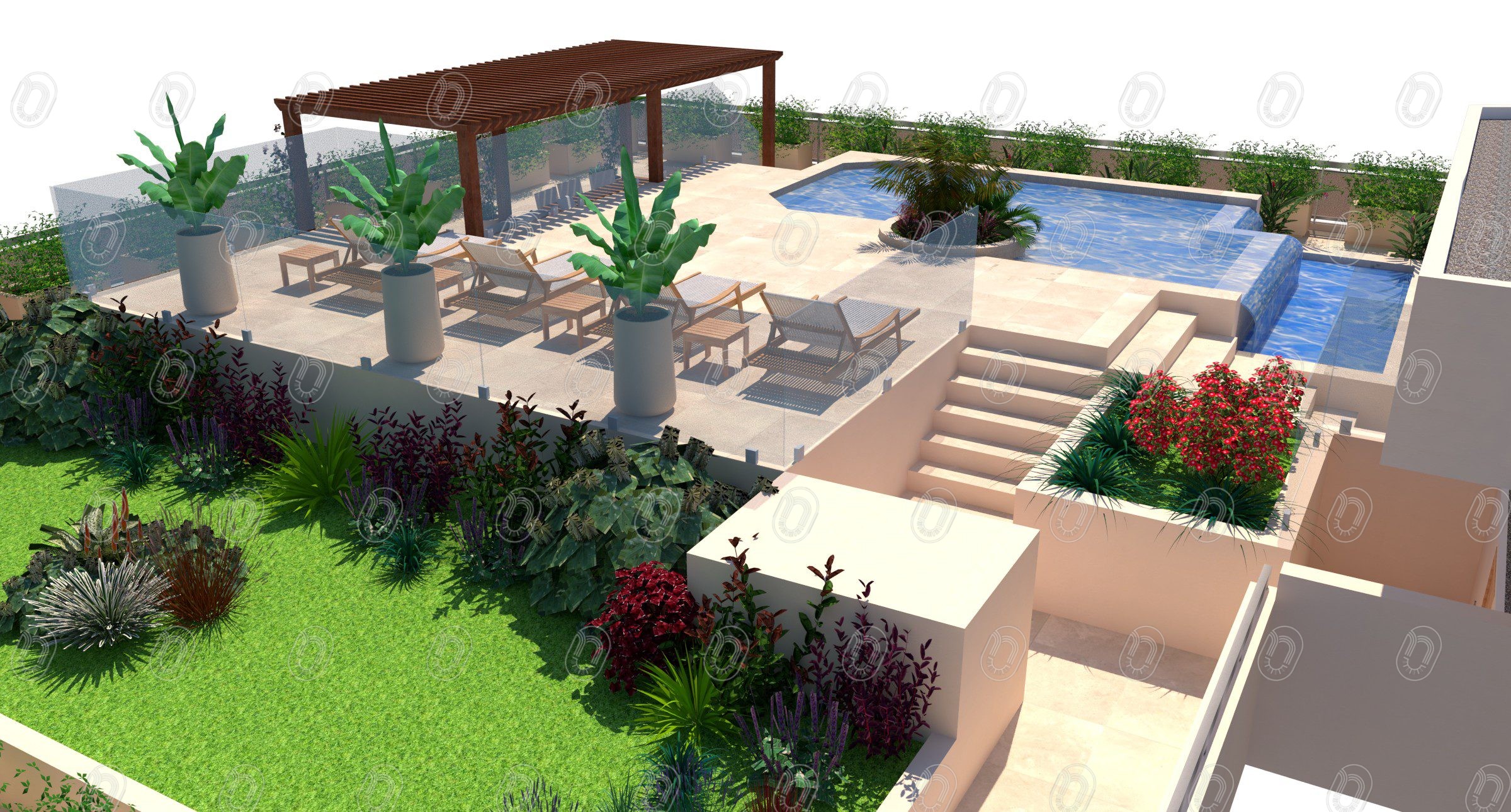 RENDU PROJET EUCALYPTUS - APRES TRAVAUX DU 03.01.23 - VUE ARRIERE B Plan d'architecte pour toit terrasse à Cannes