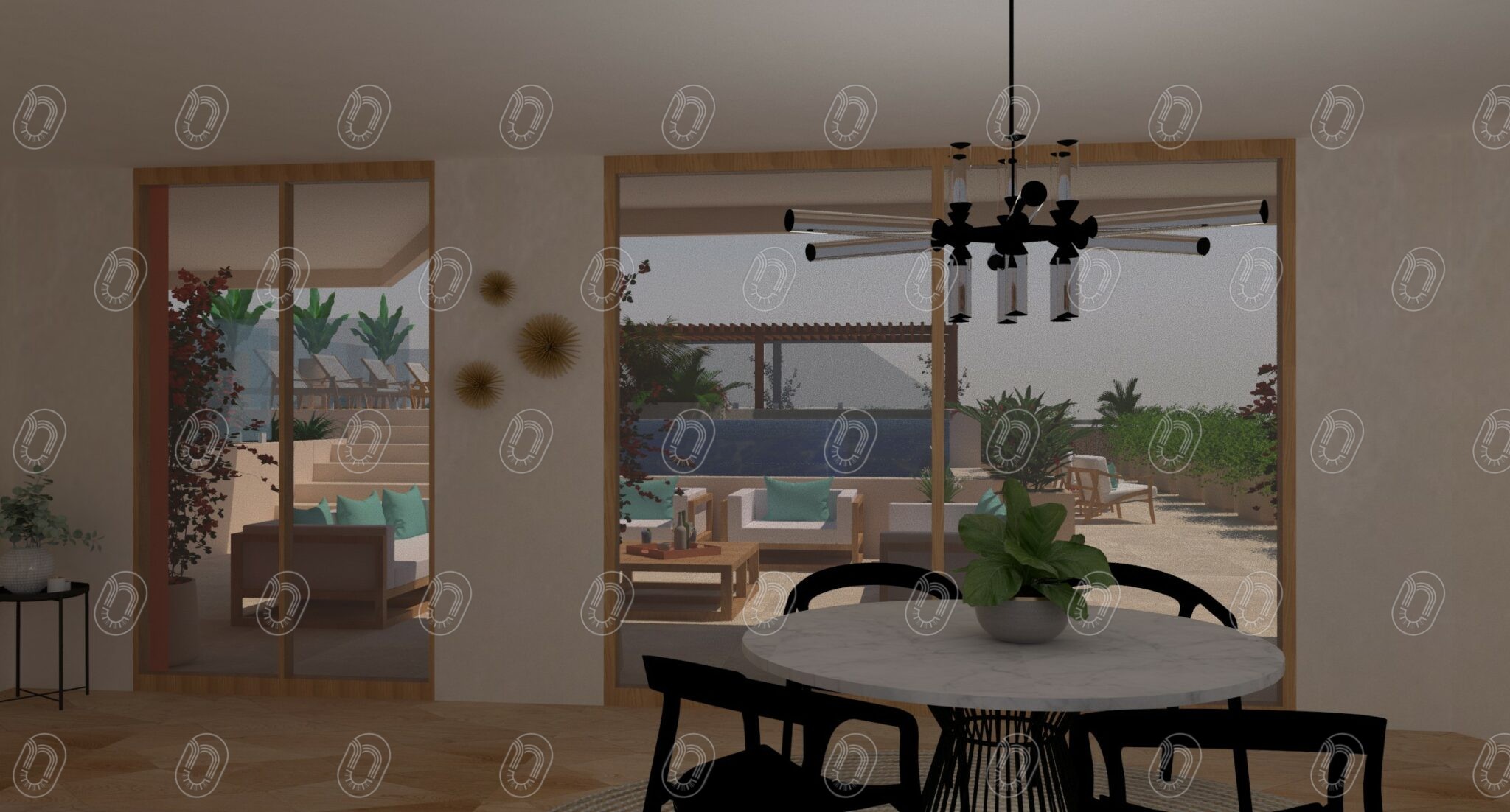 RENDU PROJET EUCALYPTUS - APRES TRAVAUX DU 03.01.23 - VUE DE L interieur 2 Plan architecte intérieur, vue intérieure d'un toit terrasse à Cannes