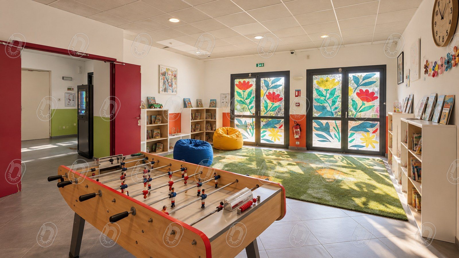 amenagement-espace-lecture-jeux-collectif Aménagement intérieur d’un espace lecture et jeux pour enfants