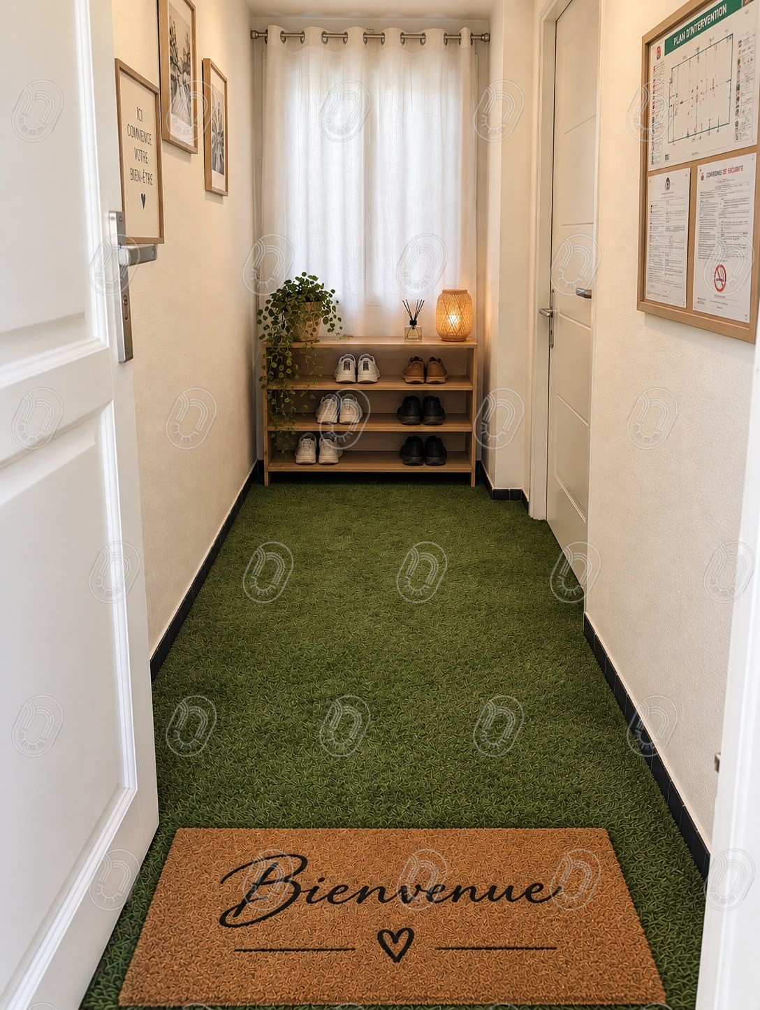 entree-espace-pilates-rangement-chaussures-draguignan Entrée du studio de Pilates à Draguignan