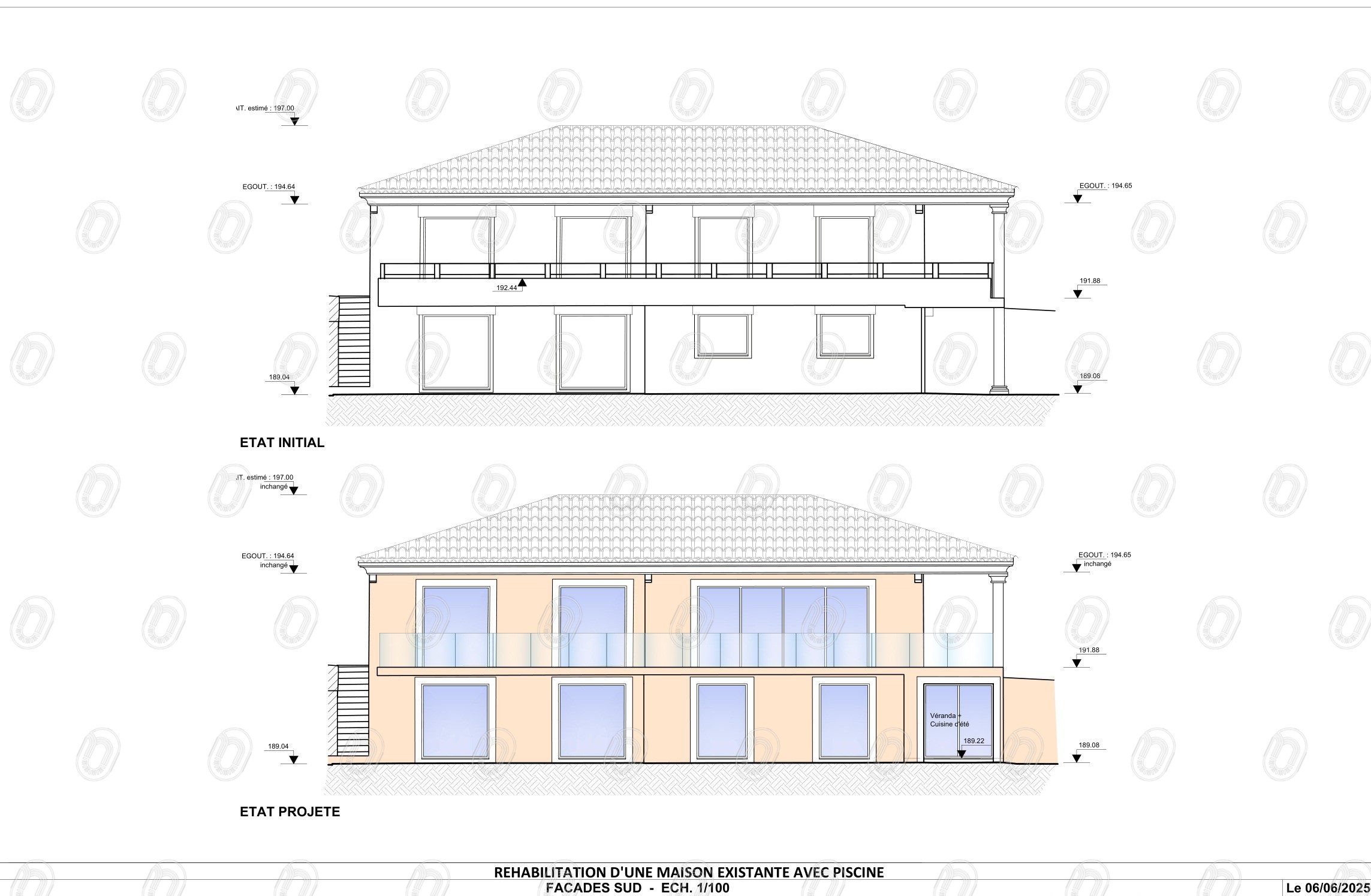 facade-sud-etat-initial-projete-villa-cap-dail Façade sud de la villa dans le cadre du projet de rénovation à Cap-d’Ail