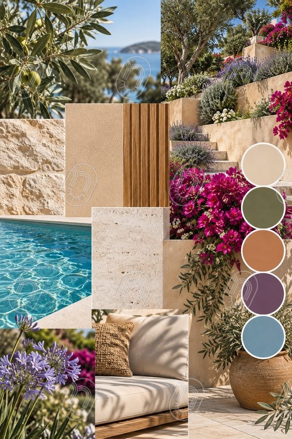 matieres-ambiance-villa-cap-dail Palette de matières et couleurs méditerranéennes du projet de villa Azur à Cap-d’Ail