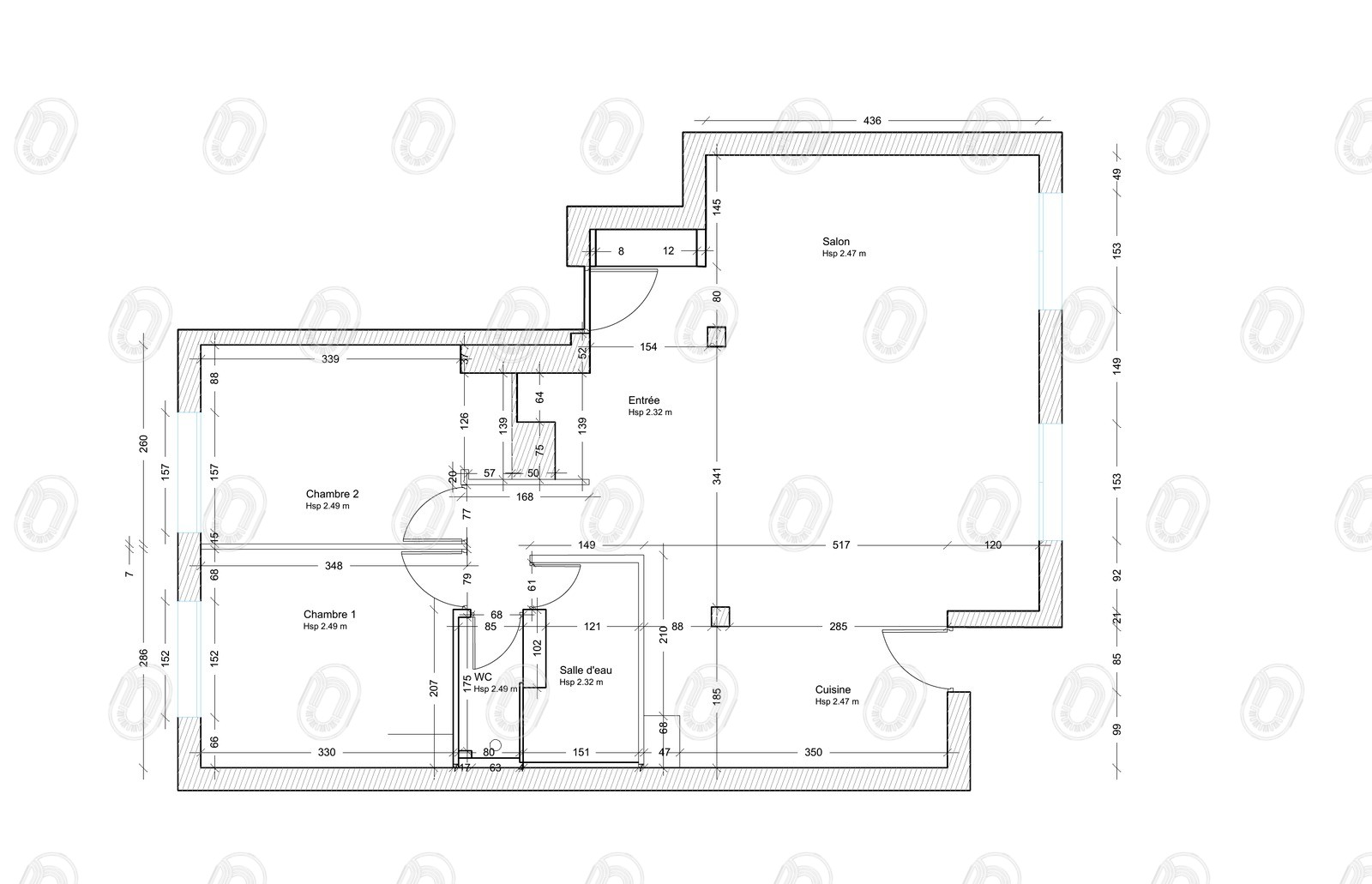 plan-etat-initial-projet-epure-draguignan Plan de l’état initial de l’appartement avant rénovation du projet Épure à Draguignan