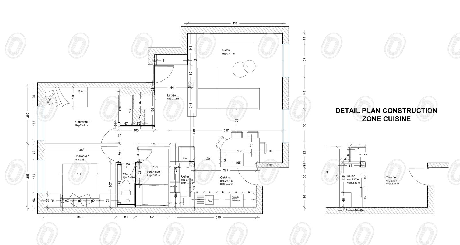 plan-etat-projete-option-1-projet-epure-draguignan Plan d’aménagement projeté option 1 de l’appartement Épure à Draguignan