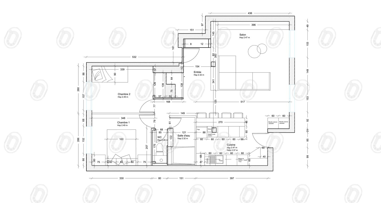 plan-etat-projete-option-2-projet-epure-draguignan Plan d’aménagement projeté option 2 de l’appartement Épure à Draguignan