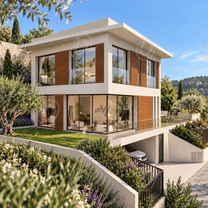 projet-ascension-maison-contemporaine-gattieres-realiste Maison contemporaine paysagée du Projet Ascension à Gattières – architecture intérieure et conception