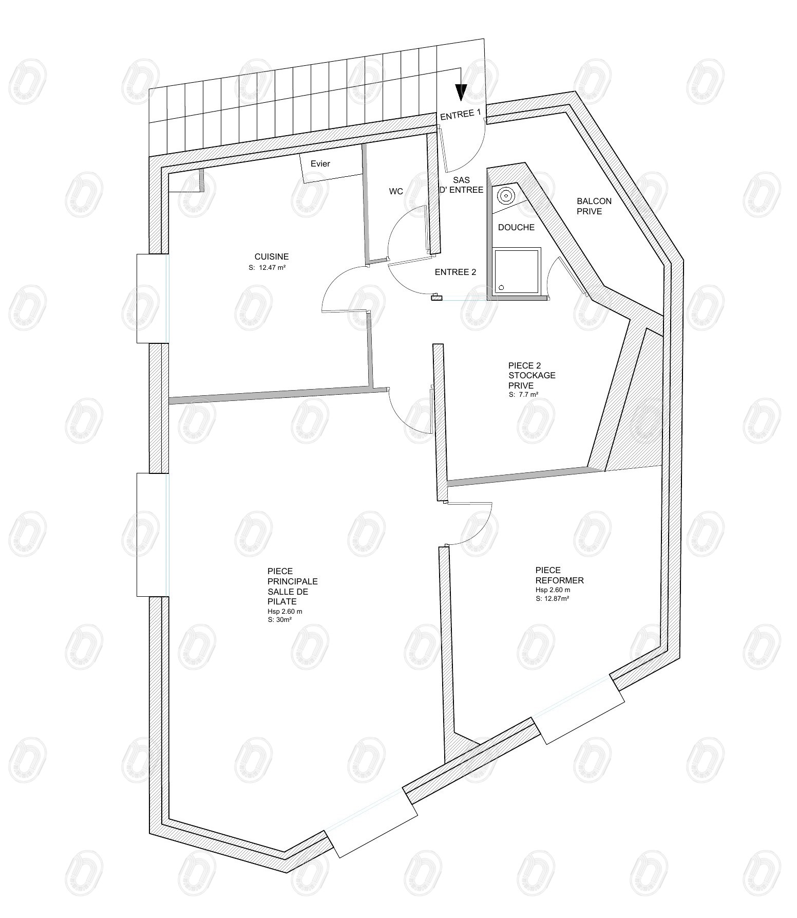 second-souffle-plan-etat-initial-complet-draguignan Plan état initial du studio de Pilates Second Souffle à Draguignan avant réaménagement