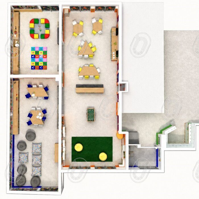 Plan 3D d’aménagement des espaces collectifs du projet Les Repères à Trans-en-Provence